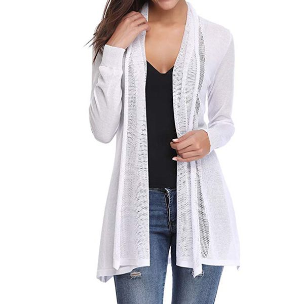 

fashion women's clothing casual long sleeve open front patchwork cardigan sweater coat outerwear & coat drop shipping, Black;white