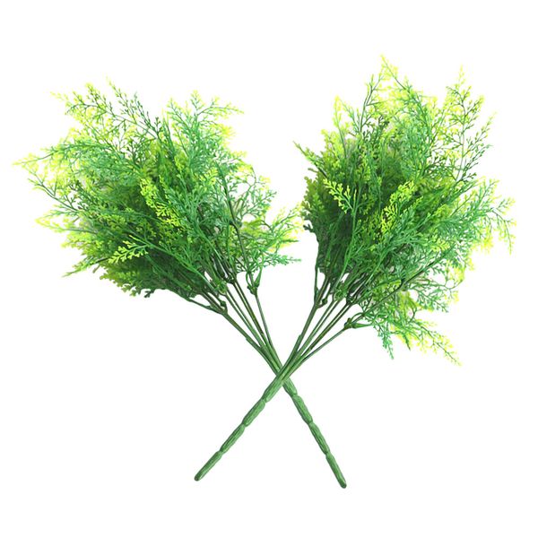 

2-piece green simulation lifelike nontoxic decorative artificial fern-leaf plant for home office garden decor