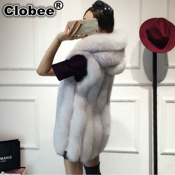 

2019 spring faux fur vest women plush hooded fur coat ladies fall ming sleeveless jacket imitation gilet shaggy waistcoat, Black