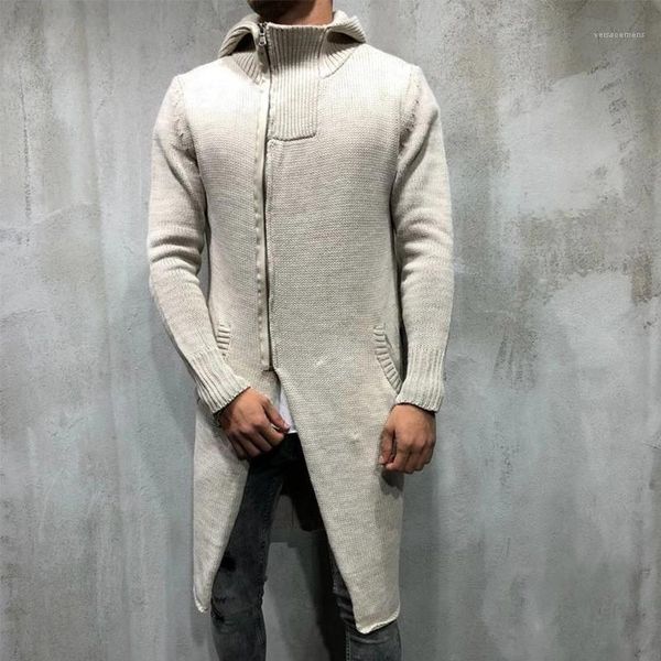 

дизайнер свитера свободного покроя x-долго образец молнии с длинными рукавами с капюшоном кофты мода мужские свитера сплошной цвет мужские, White;black