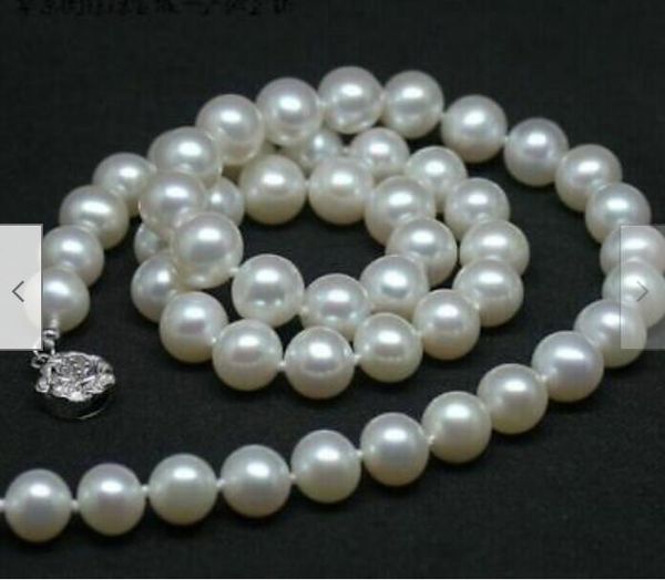 

gorgeous 10-11mm white round natural pearl necklace 18inch 36, Silver