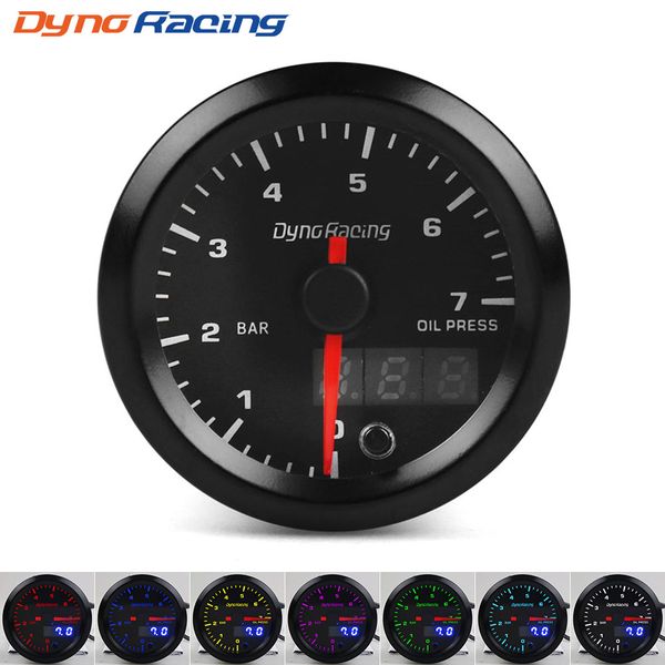 

dynoracing двойной дисплей 52mm манометр 7 цветов давление масла пресса манометр 0-7 bar масло с шаговым двигателем