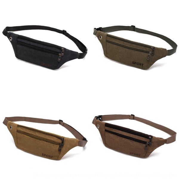 

sxzpd canvas running outdoor fitness canvas mobile phone satchel chest men's sports waist running bag waterproof anti-theft mobile phon