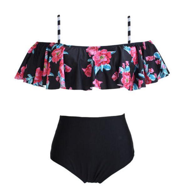 

2018 new ladies women beach summer bikini set off shoulder floral push-up padded swimwear swimsuit bathing suit beachwea