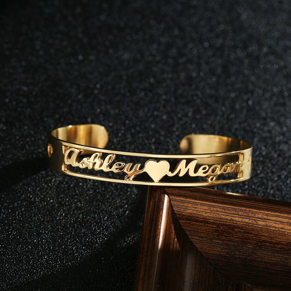 

customized cursive name bracelet for men jewelry personalized any nameplate open cuff bangle women gift dropshippin c19041704, Black