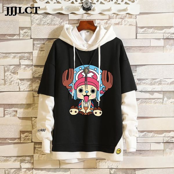 

пальто толстовки костюм поддельные две части толстовки печати случайные одна часть обезьяны д. луффи roronoa зоро черно-белый полный регуляр, Black