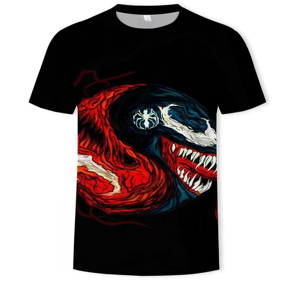 

mens designer new double venom 3d digital printing round collar short sleeve t-shirt, White;black