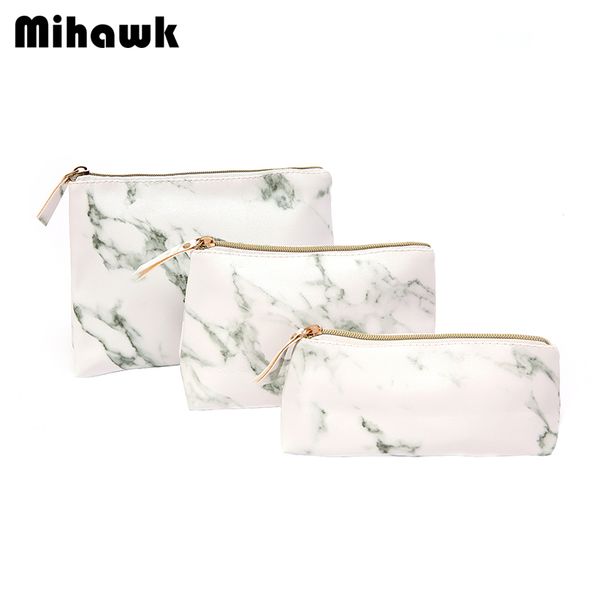 

mihawk white toiletry makeup brushes bags marble case beauty travel pu leather cosmetic pouch key zipper tote accessory products