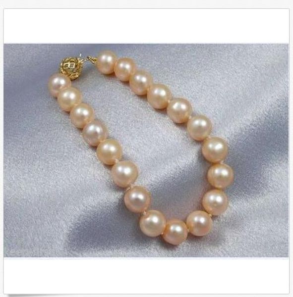 

natural aaa10mm south sea genuine pink pearl bracelet 7.5-8, Black