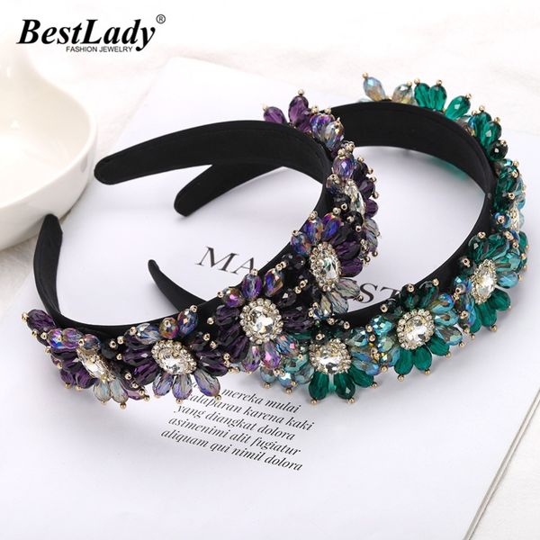 

lady luxury women girls crystal headband for wedding hair jewelry bohemian colorful elegant korean hairbands hair clasp, Golden;white