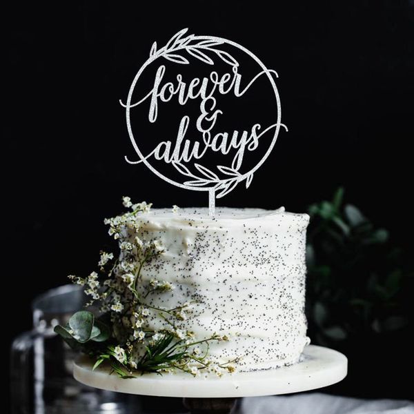 

forever and always wedding cake er, unique wreath cake er for wedding,circle sign,rustic original wedding party decor