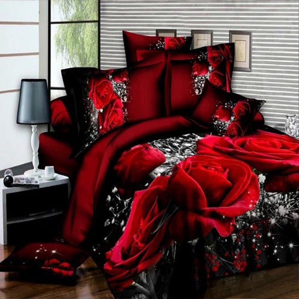 

bedding sets glorystar 4 pcs 3d big red rose floral wedding duvet cover sheet pillow cases bed set