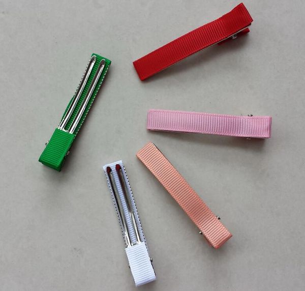

diy partially lined double prong alligator clips girl 6cm grosgrain ribbon covered hairpin hair bow flower accessories 100pcs fj3202, Slivery;white