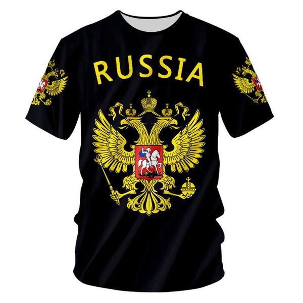 

custom s-7xl russian t shirt men women funny 3d russia flag eagle print summer casual t-shirt hip hop punk rock tee shirt, White;black