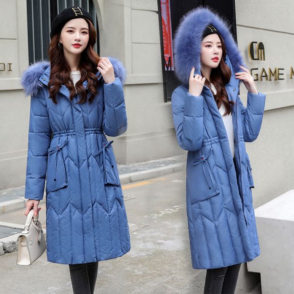 

plus size 3xl down jackets 2019 fashion women winter coat long slim thicken warm jacket down cotton padded jacket outwear parkas, Tan;black