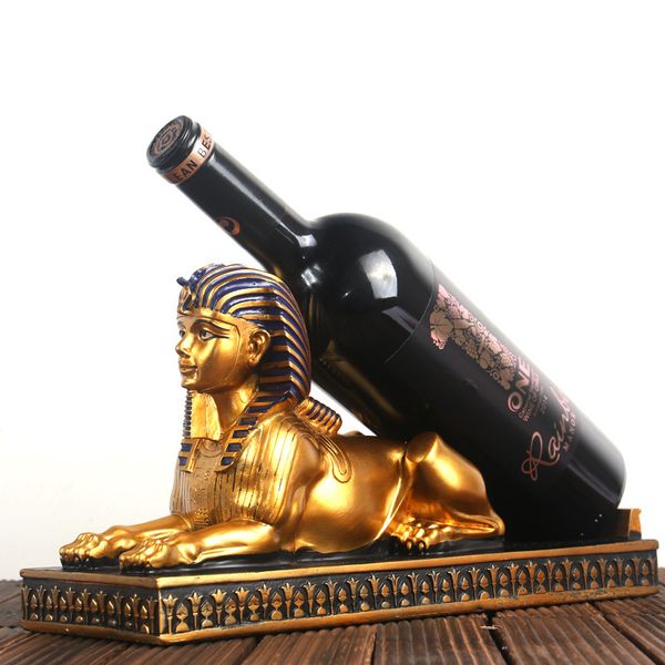

egyptian sphinx resin wine racks creative retro resin home decor figurine bar vantage wine bottle holder craft storage organizer