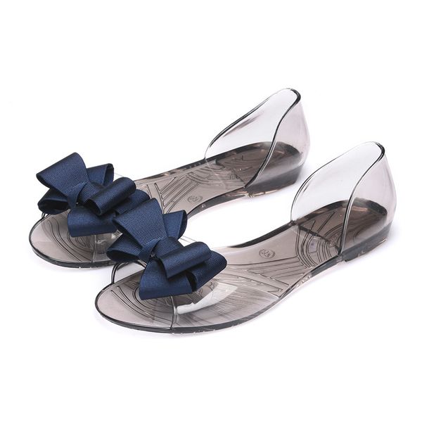 

2020 new women jelly sandals bowtie flat shoes woman slip on summer jelly shoes 4 colors size 35-40, Black
