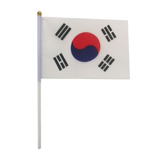 Республика Корея Флаги Оптовая небольшая Южная Корея Рука размахивает национальным флагом 14x21см.