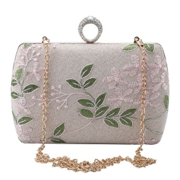 

jhd-new women's clutch bag lace flower lady party evening dress lady's day clutch bag wallet female embroidery leaf