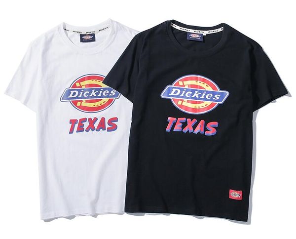 

men and women fashion brand dickies t-shirt with alphabetical logo, dk paris men and women cotton high-quality leisure short sleeves, White;black