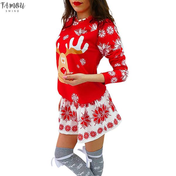 

с рождеством платье женщин способа o-образным вырезом снежинка elk печать сарафана 2020 осень зима дамы xmas с длинным рукавом мини платья, Black;gray