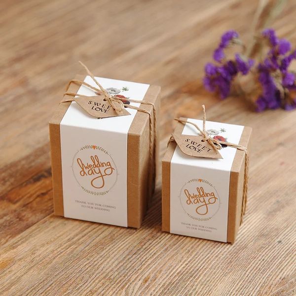 

50pcs/lot kraft paper square, cardboard box, small/large, white craft paper box, box gift bags candy boxes wholesale