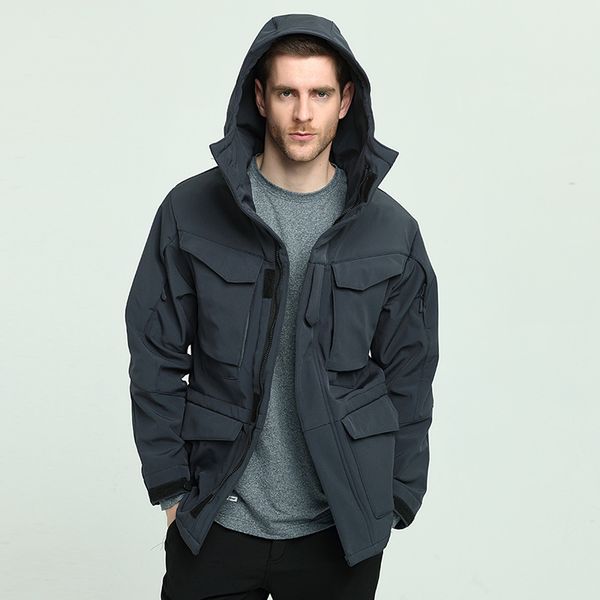 

2019 army fans loose coat men outdoor winter hiking jackets waterproof windbreaker jacket autumn warm camping trekking jacket, Blue;black
