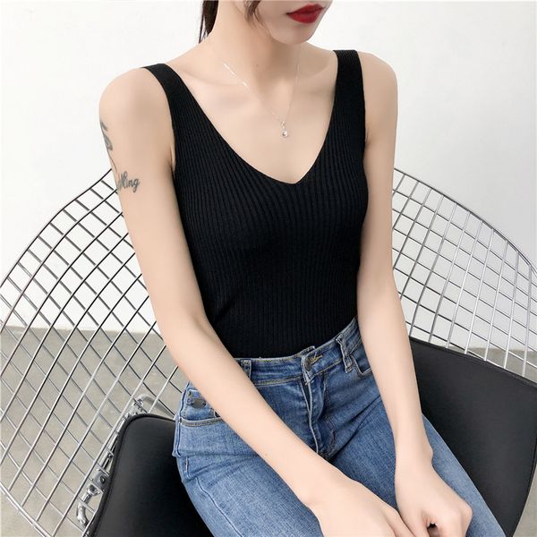 

crop top готические топы женская одежда женская летняя бретели с вязаная ice шелковый sexy v-образным вырезом ремни дикого дна рубашки, White;black