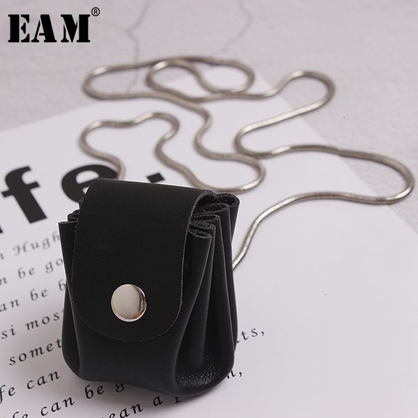 

eam] women black mini-bag split chain long necklace new temperament fashion tide all-match spring autumn 2020 19a-a498, Silver