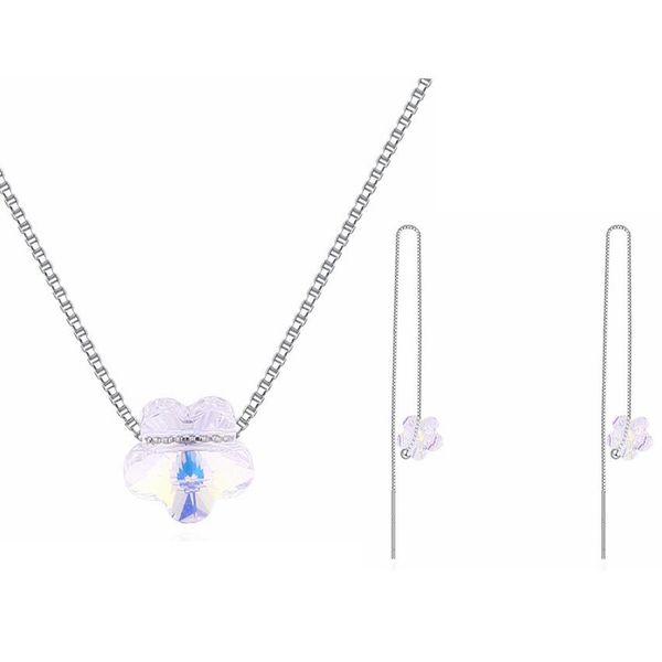 

crystal necklace earrings jewelry sets elegant plum blossom crystal from swarovski daily leisure jewelry accessories, Silver