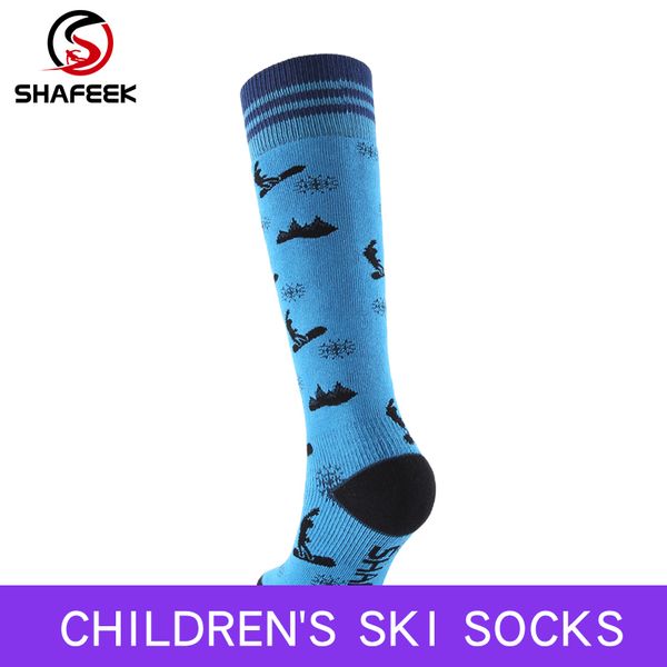 

shafeek outdoor winter children thermal ski socks girls cotton sports snowboarding skiing socks thermosocks leg for boys kids, Black