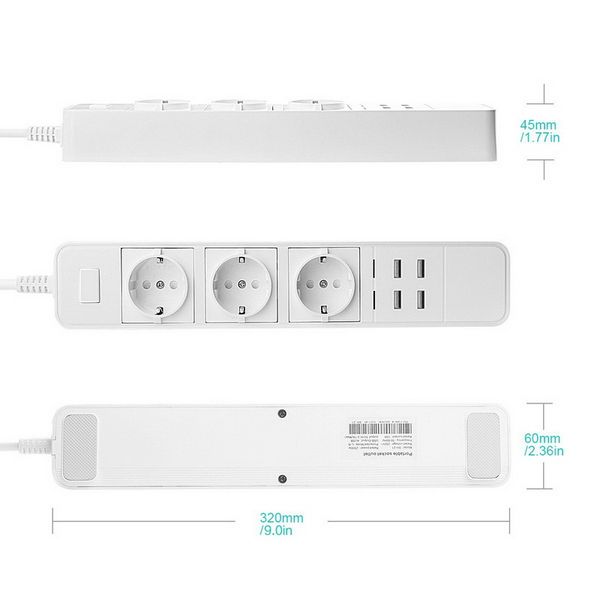 

wifi smart eu power strip surge protector multiple power 3ac sockets with 4usb charging station work alexa google home