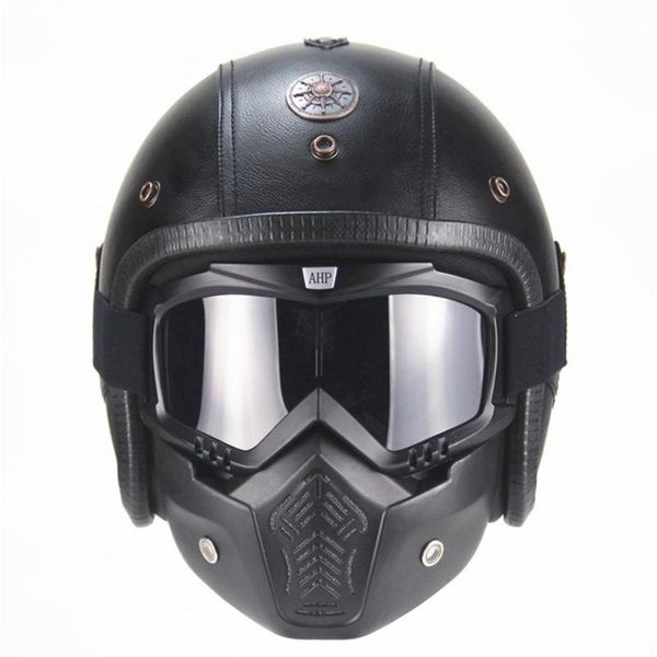

electric vehicle helmet four seasons retro helmet manual personality retro electric vehicle 3 / 4 leather