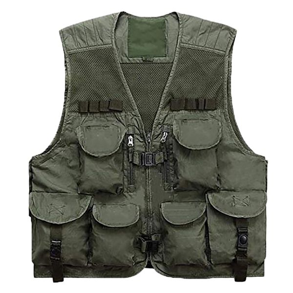 

men's fishing mesh vest, pgraphy work multi-pockets vest outdoors hunting travel safari vest journalist's jacket