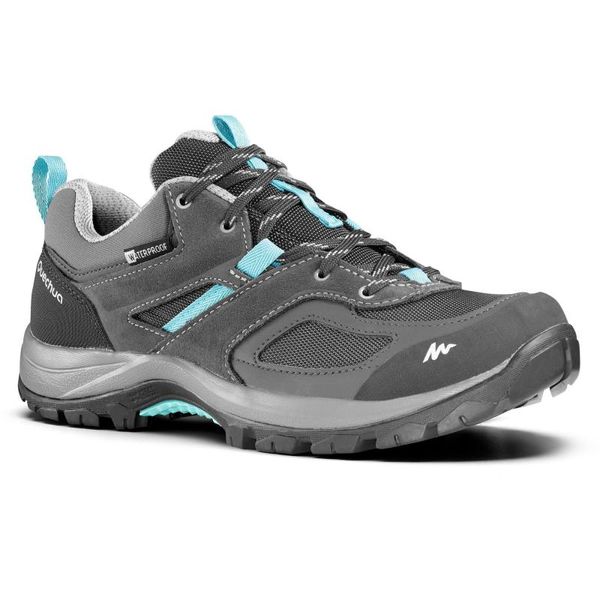 

mh100 waterproof walking shoes - women - gray / blue quechua