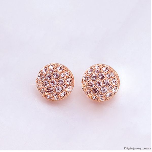 

New Round Full Shiny Rhinestone Stud Earrings Elegant Bling Bling Crystal Earrings For Women Gift Luxury Earrings E0320