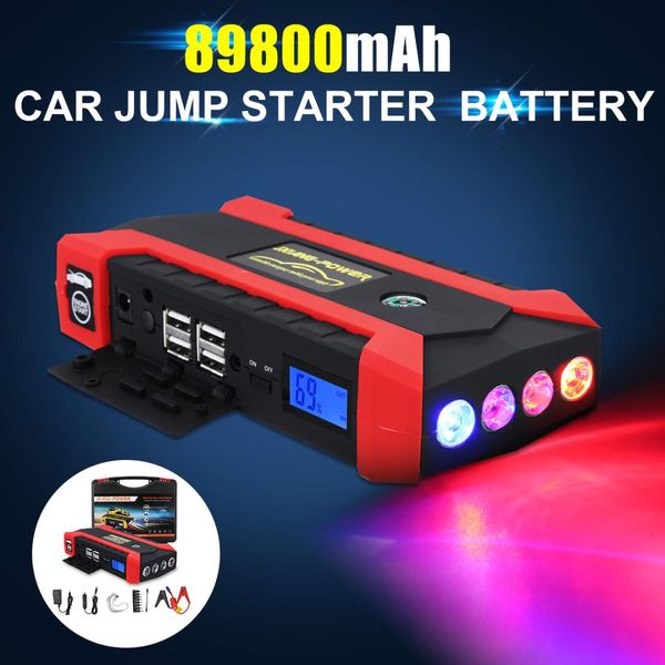 

89800 mah 12v 4 usb high capacity car jump starter led light mutifuction portable car battery charger power bank