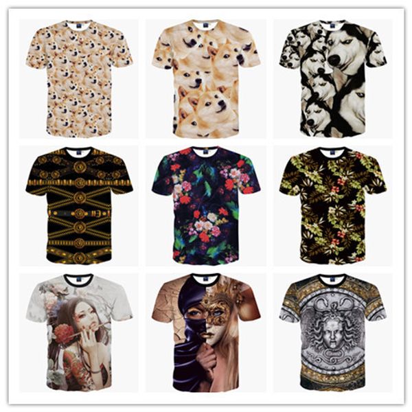 

мужская дизайнерская 3d цифровая печатная футболка с круглым вырезом с коротким рукавом animal couple short half sleeve creative men and wom, White;black