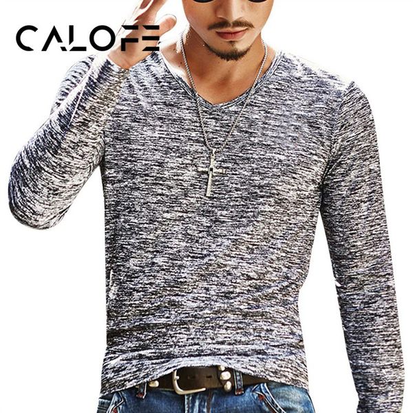 

calofe soft camouflaged running t-shirt men long sleeve running trainning gym tee shirts plus size elastic tees, Black;blue