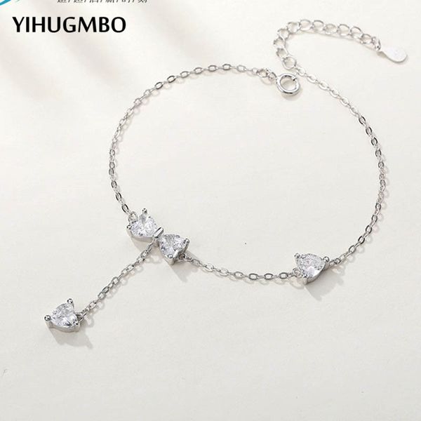 

yihugmbo shiny cubic zirconia charm bracelets wedding friendship 925 sterling silver link chain bracelet korean jewelry gift new, Black