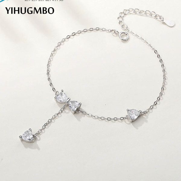 

yihugmbo shiny cubic zirconia charm bracelets wedding friendship 925 sterling silver link chain bracelet korean jewelry gift new, Black