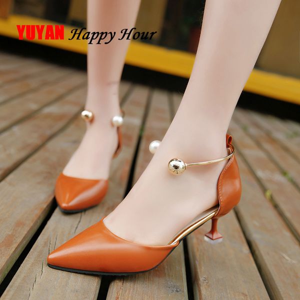 

2020 spring summer high heels women pumps pointe shoes ladies high heel women shoes thin heel 5cm a640 y200702, Black