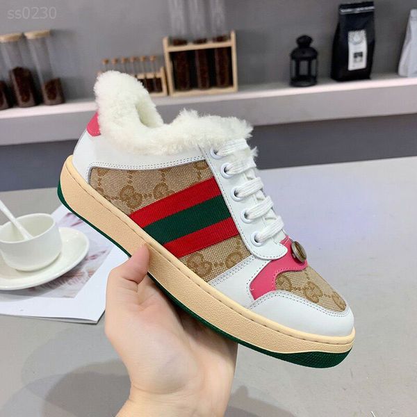 

2020 cotton shoes womens running female british wind add plush color matching luxurious non slip pure wool warm sneaker female, Black