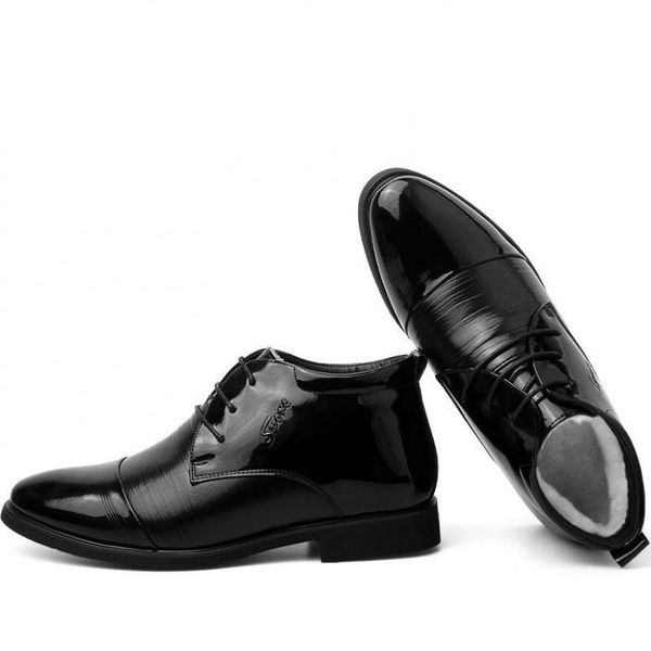 

new men leather business shoes autumn&winter dress black formal boots men waterproof shoes short plush work men boots