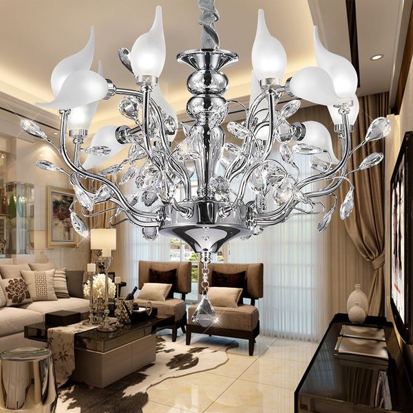 

светодиодные k9 crystal swan подвесные светильники северная европа хромированная 90-260v подвесная лампа столовая chromeplate swan droplight