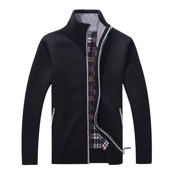 

men's sweaters new autumn winter warm pullover thick cardigan coats mens brand clothing male casual knitwear, Black