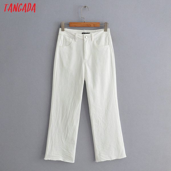 

tangada модные женские белые джинсы длинные брюки карманы молния свободные уличные женские джинсовые брюки qj41, Blue