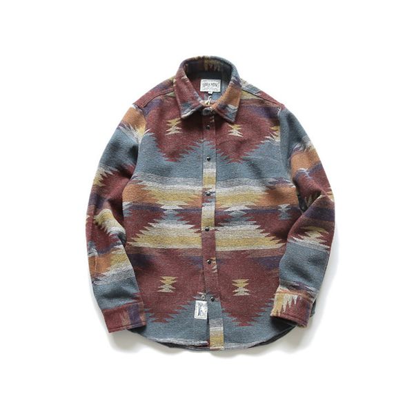 

nice flannel shirts folk-custom shirts for men vintage woolen leisure pattern dress casual shirt men japanese streetwear, White;black