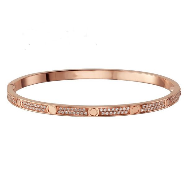 

love bracelets for women and men thin 2 row full diamond screwdriver bracelet bangles fashion couple jewelry with velvet bag, Black