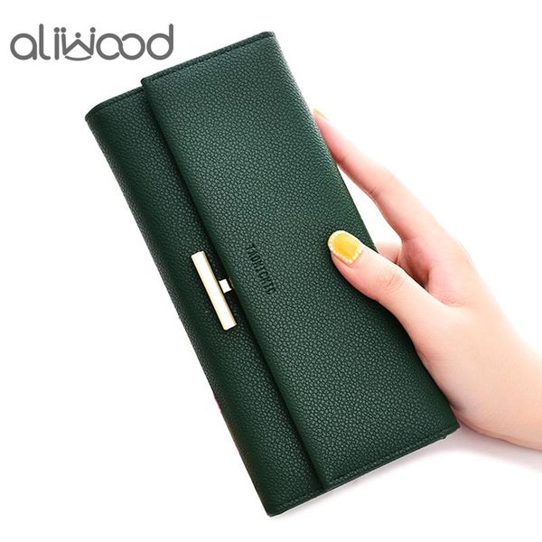 

aliwood new women long clutch wallet money clip large capacity female purse hasp purses card holder phone pocket mujer carteras, Red;black
